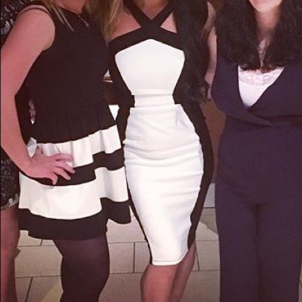 Black and white midi dress